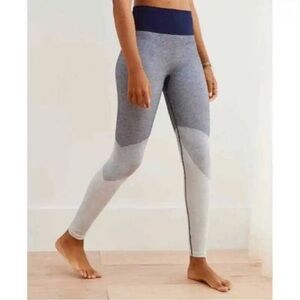 Aerie | High Rise Full Length Ribbed Color Block Leggings Blue Size Medium